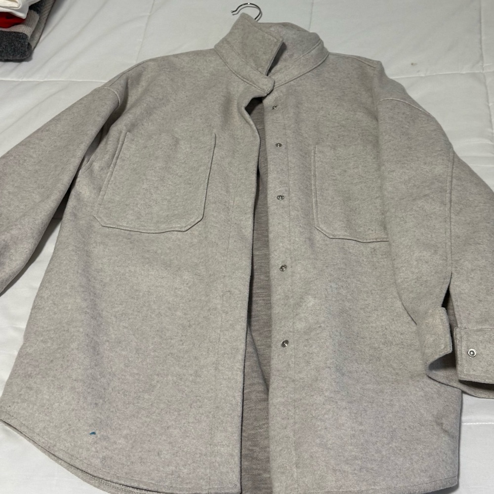 Oversized Grey Shirt Jacket for Women